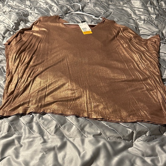 H&M Tops - H&M Metallic Brown Women's Blouse Size S with oversize fit